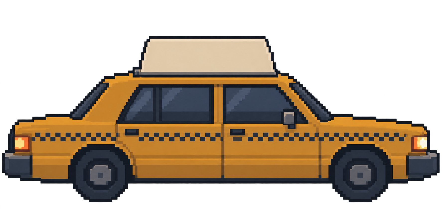 Yellow New York taxi with a project on its rooftop sign