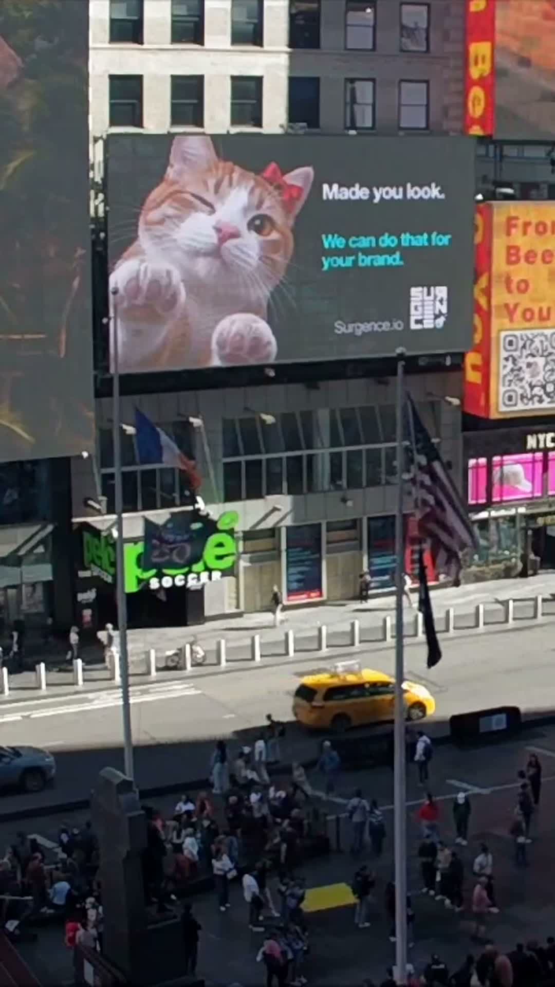 Surgence Labs campaign displayed on a Times Square billboard